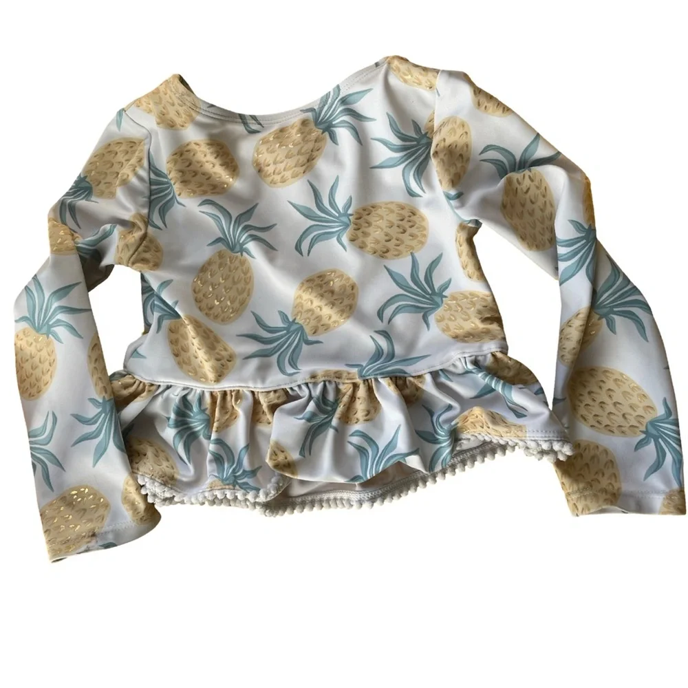 Tommy Bahama toddler girls long sleeve RASH GUARD WITH PINEAPPLES SIZE 3T #132